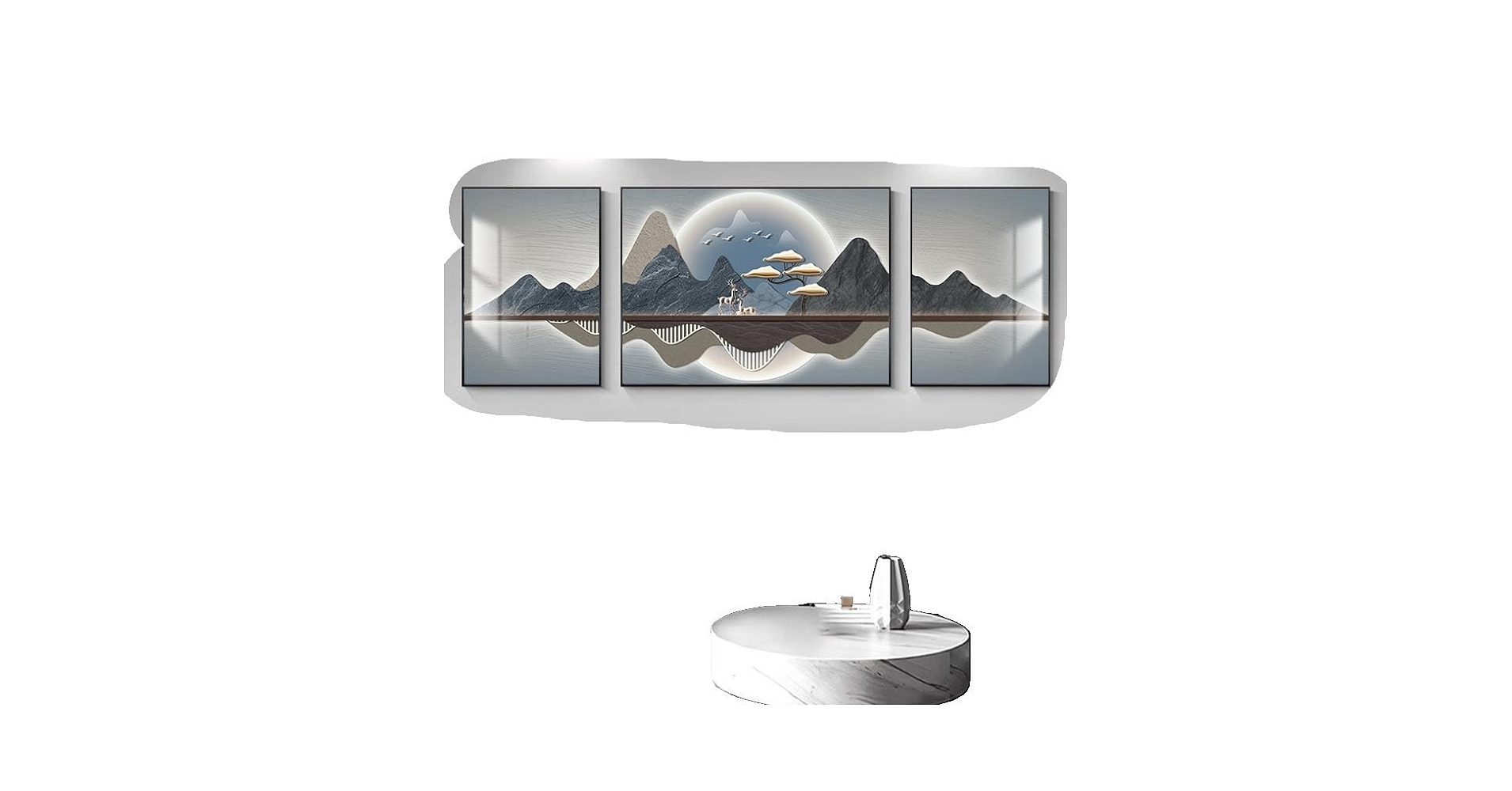 Amazon.com: Ecqizer 现代简约客厅装饰画山水画轻奢大气沙发背景